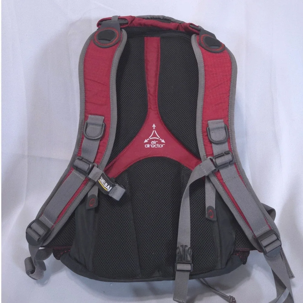 CamelBak Rim Runner Hydration Backpack w/ Bladder D-Fit Red Grey Hiking Trail